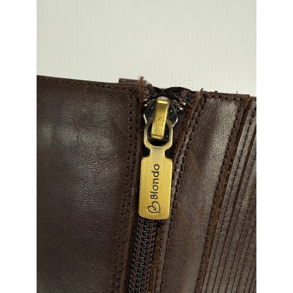 BLONDO Aqua Protect Block Heel Knee-High Chocolate Brown Leather Riding Boots 7M - Picture 11 of 12